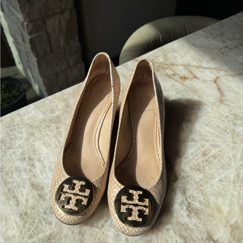 Tory Burch Cream Wedge Shoes